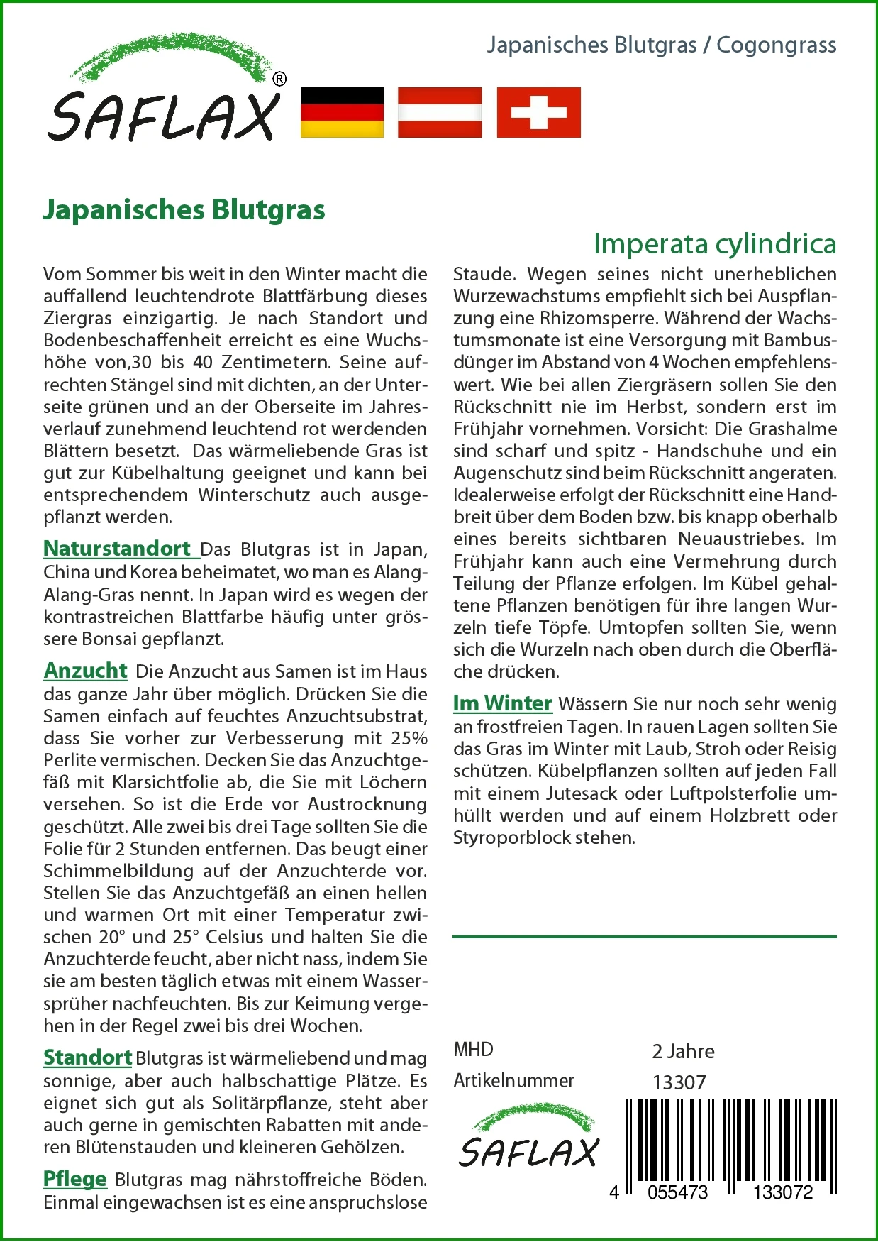Japanisches Blutgras | Gräsersamen Von Saflax 2 Japanisches Blutgras | Gräsersamen Von Saflax – Bild 2