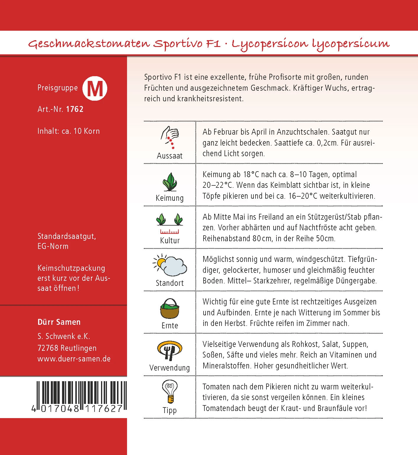 Geschmackstomate Sportivo F1 | Geschmackstomatensamen Von Dürr Samen 2 Geschmackstomate Sportivo F1 | Geschmackstomatensamen Von Dürr Samen – Bild 2