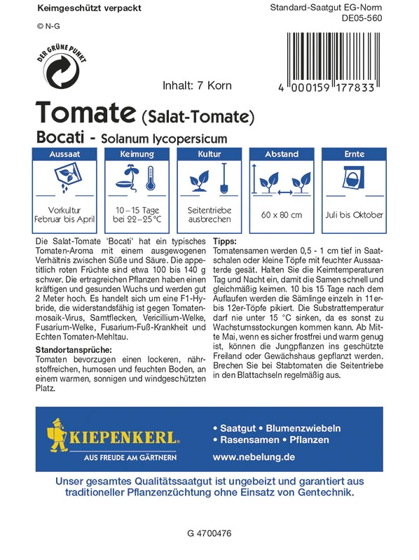 Salattomate Bocati F1 | Snacktomatensamen Von Kiepenkerl 1 Salattomate Bocati F1 | Snacktomatensamen Von Kiepenkerl