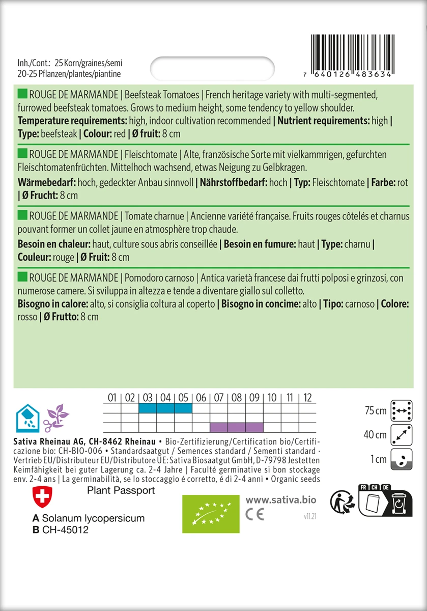 Fleischtomate Rouge De Marmande | BIO Fleischtomatensamen Von Sativa Rheinau 2 Fleischtomate Rouge De Marmande | BIO Fleischtomatensamen Von Sativa Rheinau – Bild 2