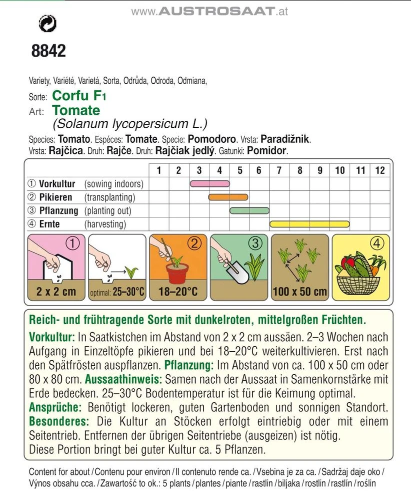 Tomate Corfu F1 | Tomatensamen Von Austrosaat 1 Tomate Corfu F1 | Tomatensamen Von Austrosaat