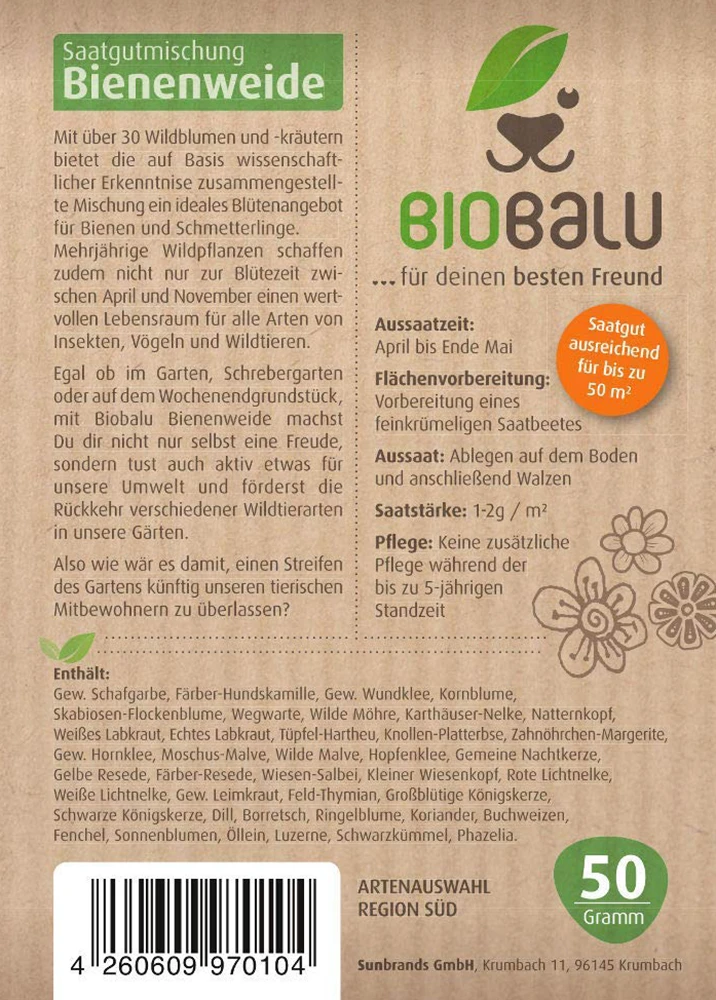 Bienenweide Region Süd (mehrjährig, 50 G) | Bienenwiese Von Biobalu 2 Bienenweide Region Süd (mehrjährig, 50 G) | Bienenwiese Von Biobalu – Bild 2