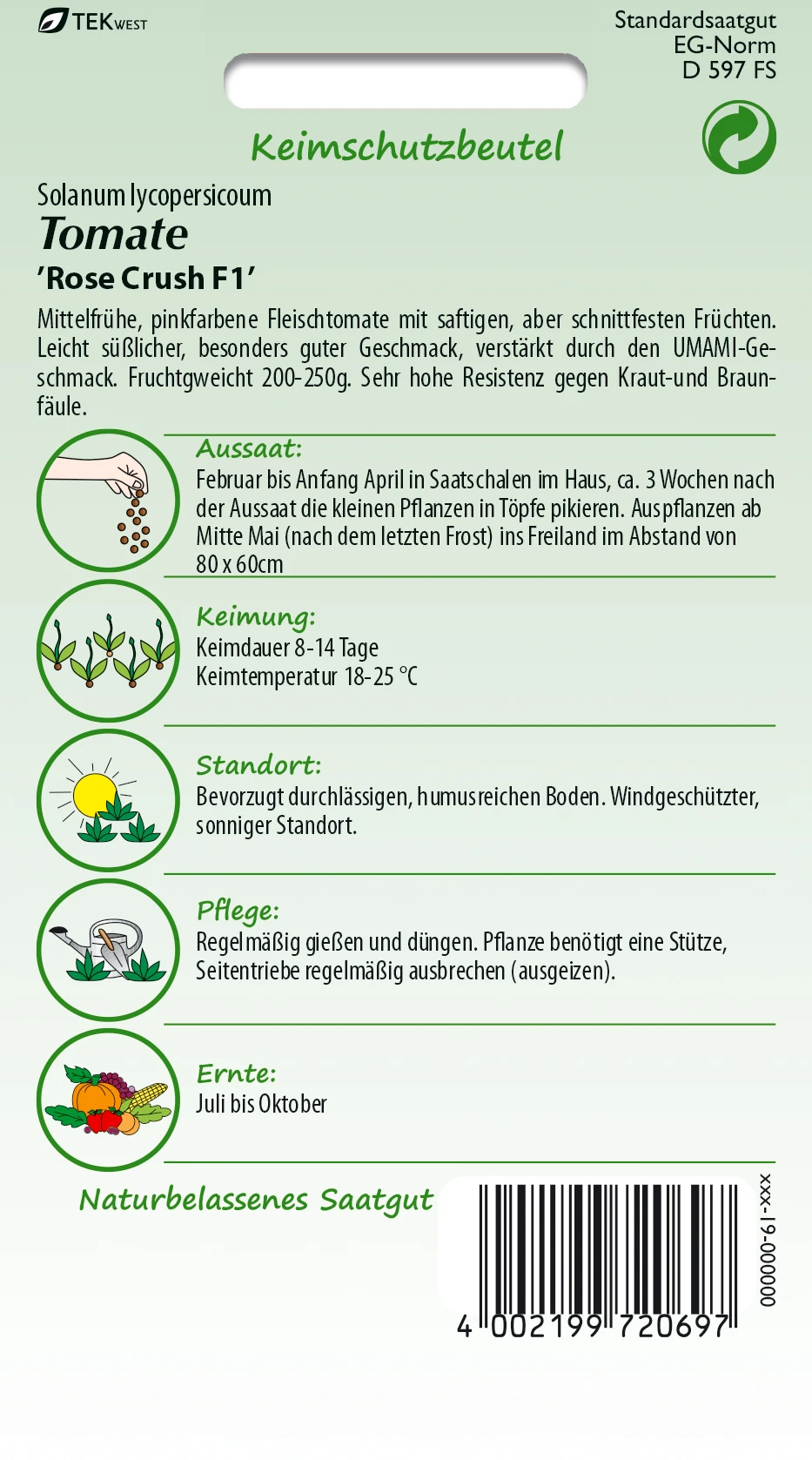 Tomate Rose Crush F1 | Tomatensamen Von Samen Pfann 2 Tomate Rose Crush F1 | Tomatensamen Von Samen Pfann – Bild 2