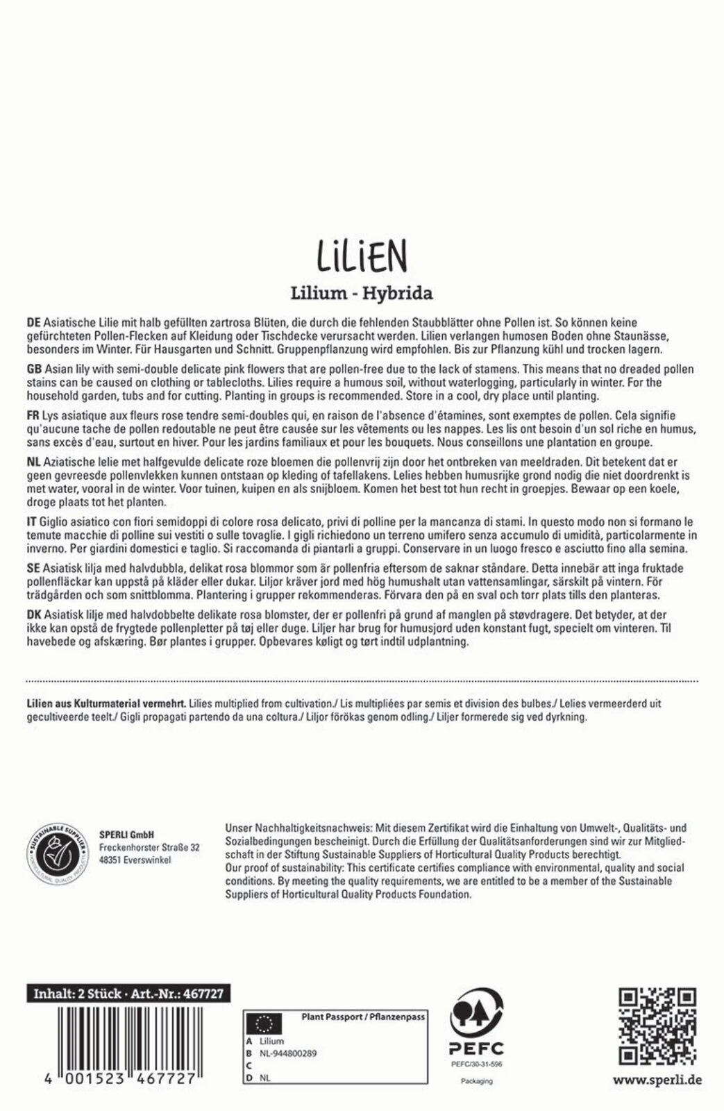 Lilie Elodie (2 Stück) | Lilienzwiebeln Von Sperli 2 Lilie Elodie (2 Stück) | Lilienzwiebeln Von Sperli – Bild 2